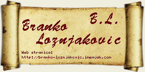 Branko Ložnjaković vizit kartica